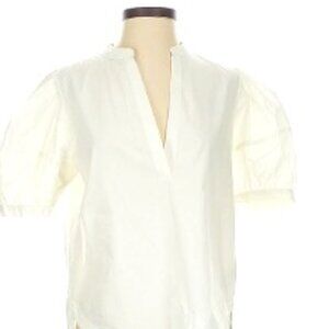 JOIE Short Sleeve Blouse V-Neck Ruffle Trim Collar Size Small NWOT